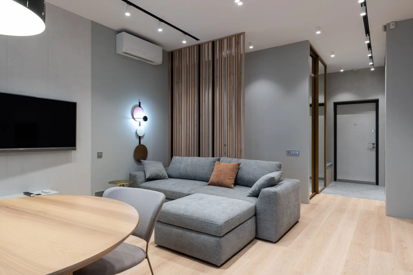 Contemporary living room with sofa and stylish decor